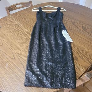 Dress the Population NWT Sequin Nicole Black Sweetheart Midi Dress XS